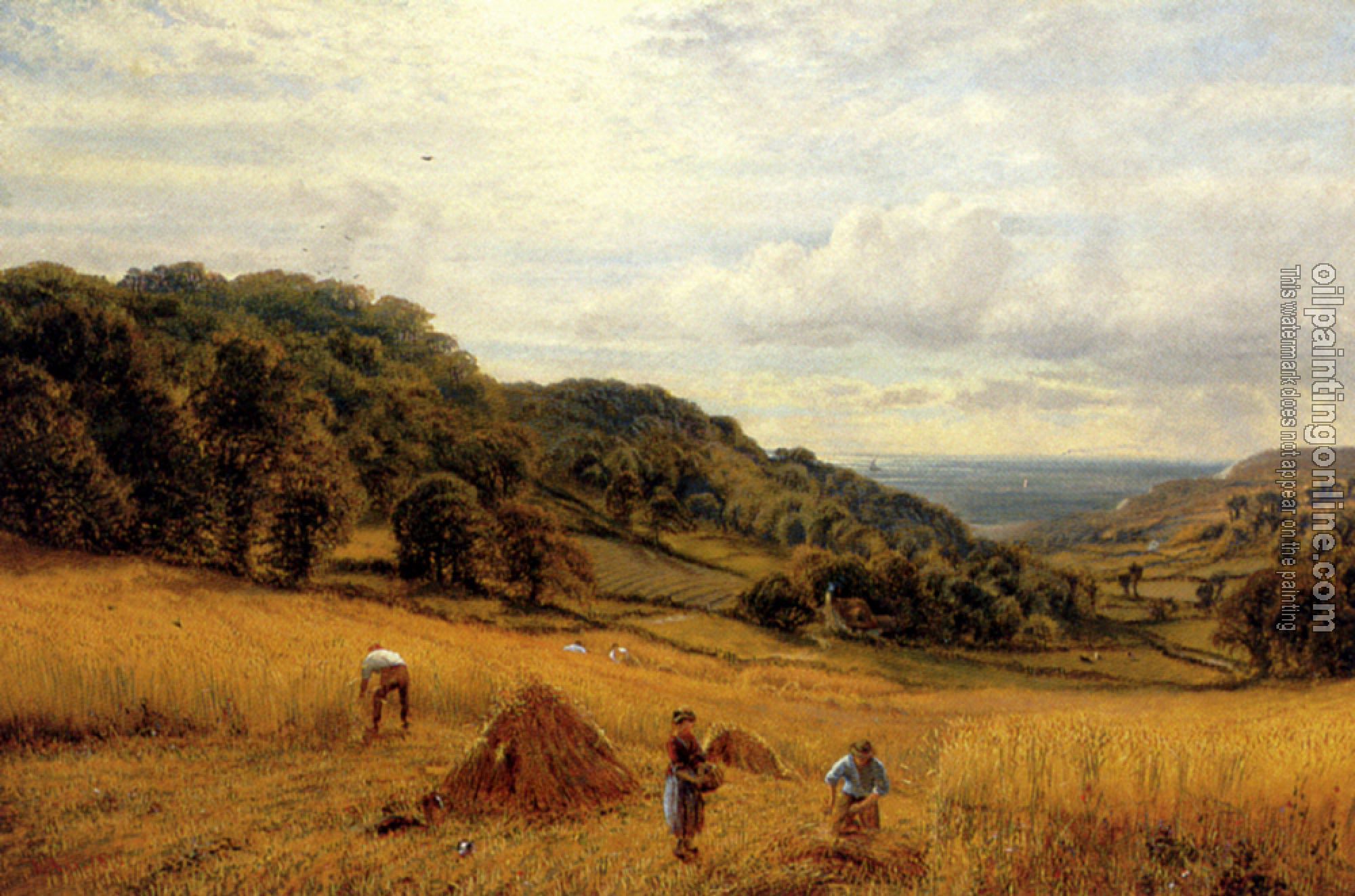 Glendening, Alfred - Harvesting At Luccombe Isle Of Wight